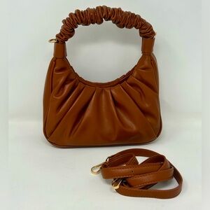 Small Brown Pleather Crossbody Bag